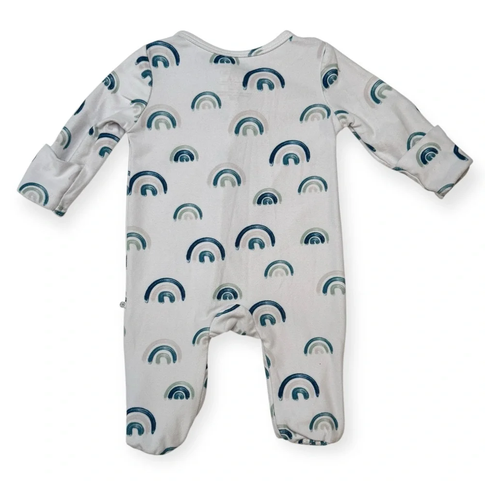 Caden Lane Newborn White and Blue‎ Footies One Piece